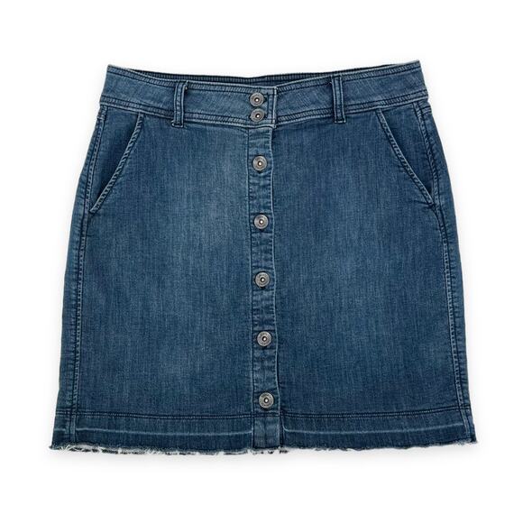 Splendid Cesaire Indigo Button Front Mini Stretch Denim Pencil Skirt size 30 - Picture 5 of 9